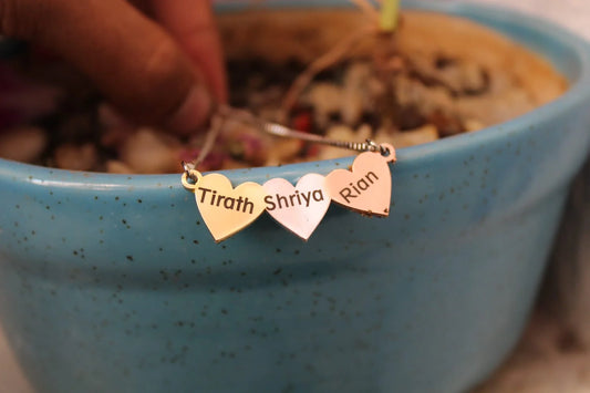 Triple Heart Name Necklace