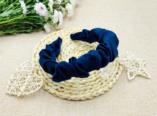 Blue satin scrunchie hairband