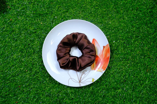 Brown Satin Scrunchie