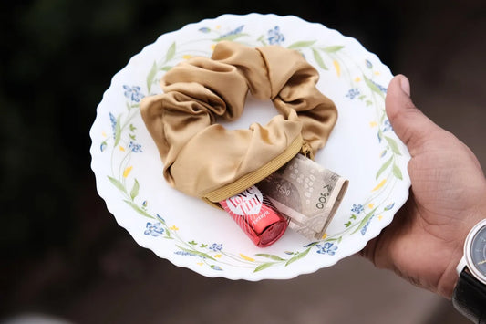 Golden Satin Wallet Scrunchies