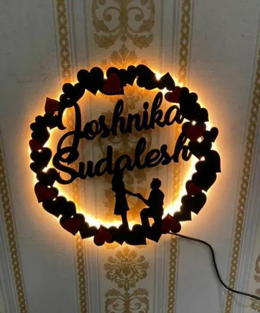 Couple Fire Name lamp