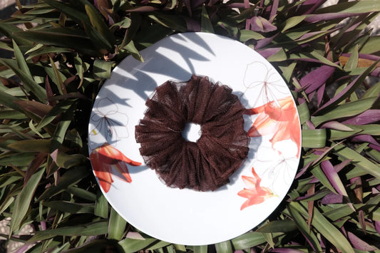 Brown Mesh Scrunchie