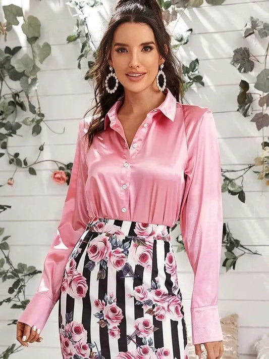 Light Pink Satin Shirt