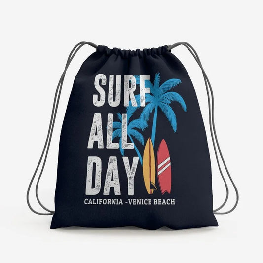 Surf All Day Drawstring Bag