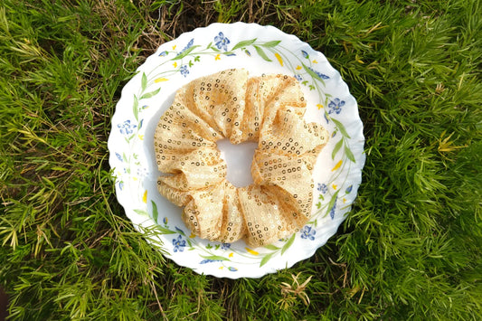 Gold Sequence Scrunchie