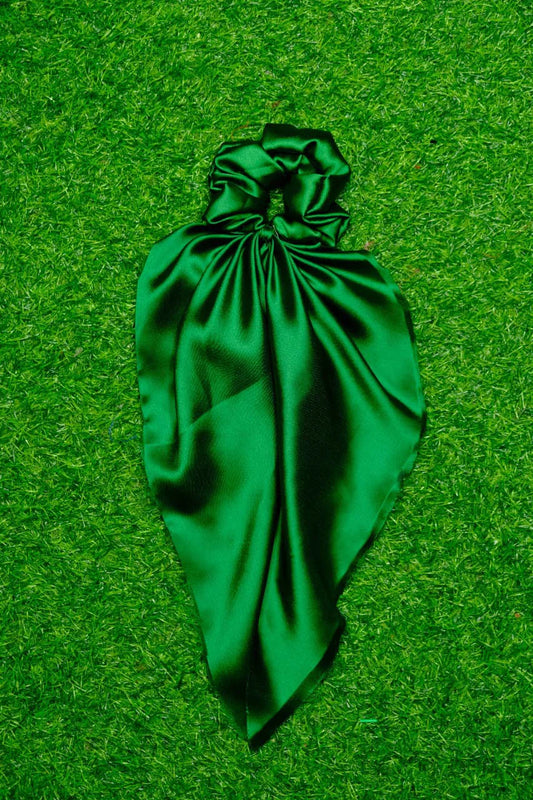 Green Satin Tail Scrunchie