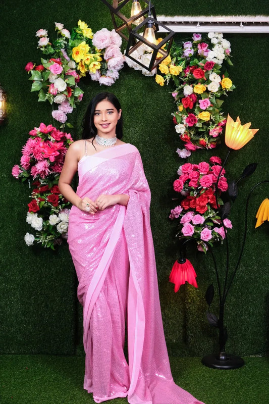 Pink Filmfare Sequence Saree