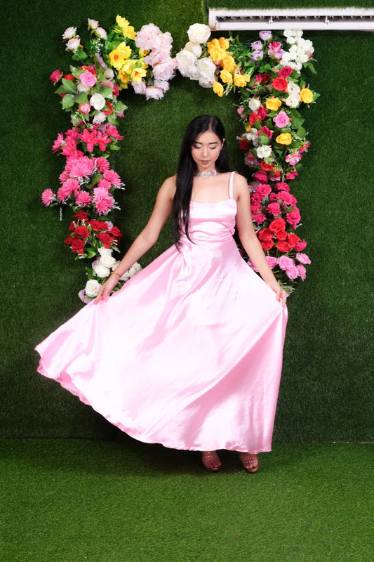 Plus Belle Pink Satin Gown