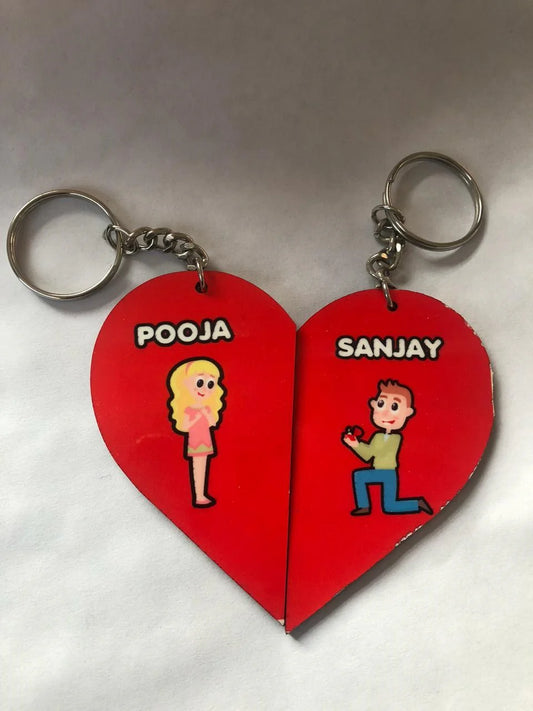 Couple Heart Keychain