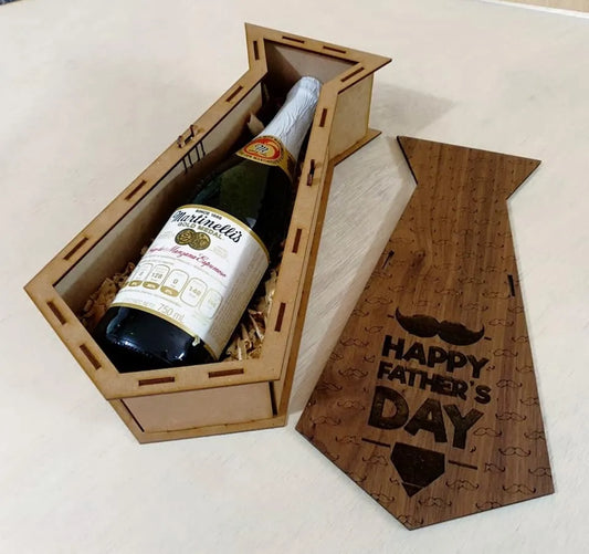 Tie Personalised Wooden Wine Gift Box