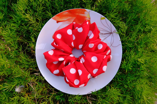 Red Polka Scrunchie