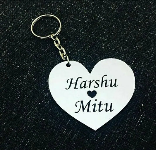 Couple Name Heart Keychain
