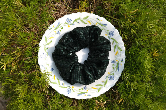 Green Sequence Scrunchie