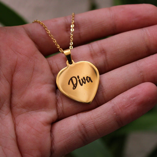 22K Heart Engraved Necklace