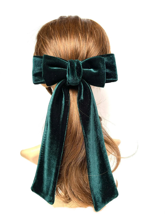 Dark Green Velvet Tail Bow