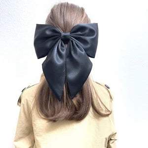 BLACK SATIN BABY BOW