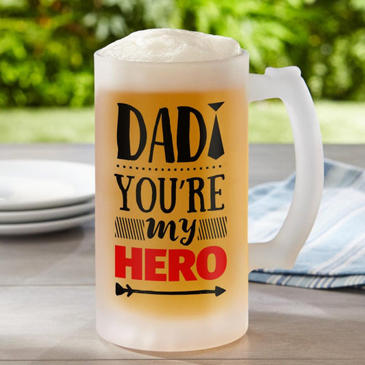Dad You're My Hero Beer Mug