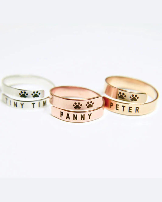 Adjustable Paw Print Pet Ring