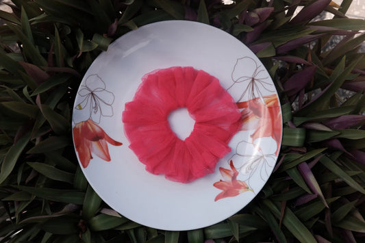 Punch Pink Mesh Scrunchie