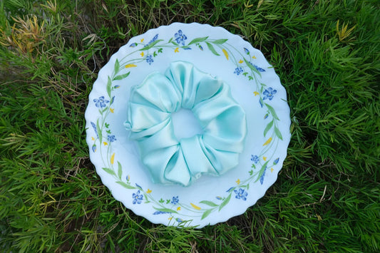 Lightning Blue Satin Scrunchie