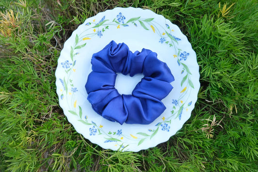 Cobalt Satin Scrunchie
