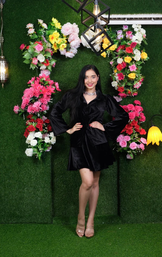 Black Velvet Shirt and skirt