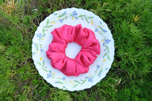 Pink Satin Scrunchie