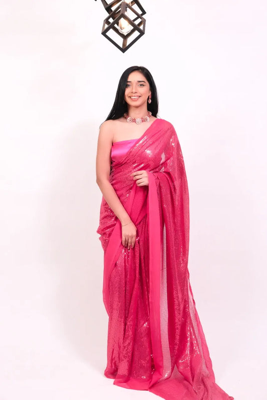 Fuchsia Pink Filmfare Sequence Saree