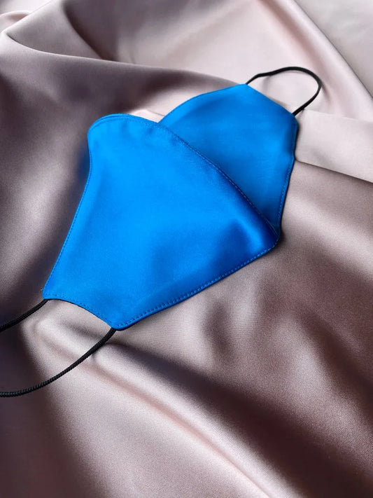 Stylish Royal Blue Satin Mask