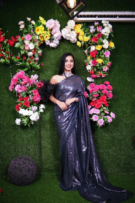 Grey Filmfare Sequence Saree