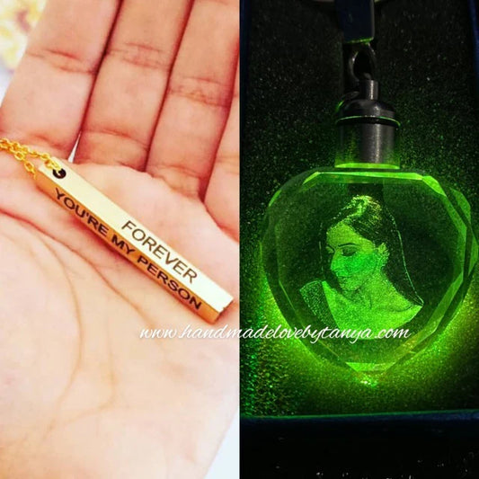 Crystal Keychain &amp; Bar Pendant Combo