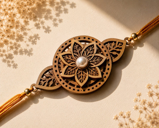 Royal Floral Mandala Wooden Rakhi