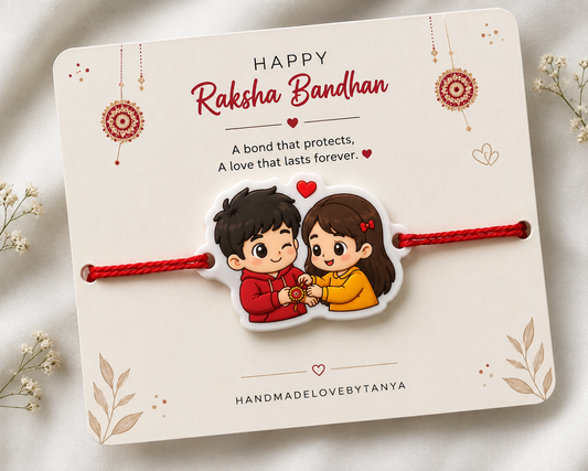 Cute Brother Sister Cartoon Rakhi