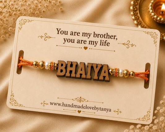Premium Personalized Wooden Name Rakhi ��ï¿