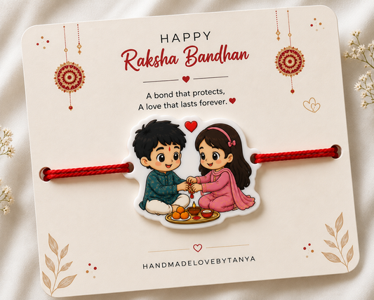 Traditional Brother Sister Cartoon Rakhi