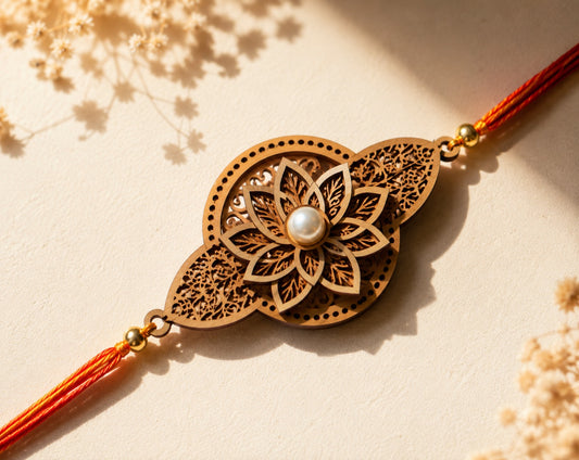 Premium Lotus Collection Wooden Rakhi