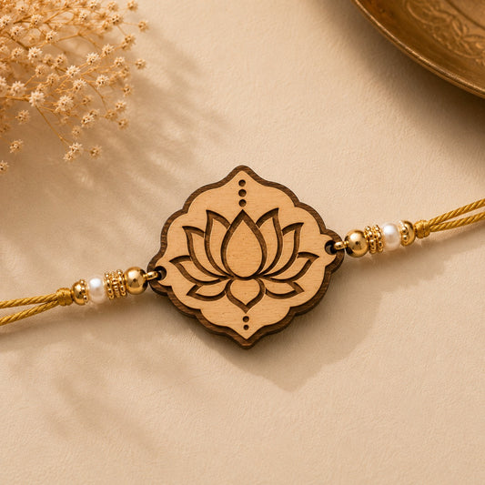 Lotus Wooden Rakhi