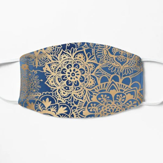 Blue and Gold Mandala Pattern Mask