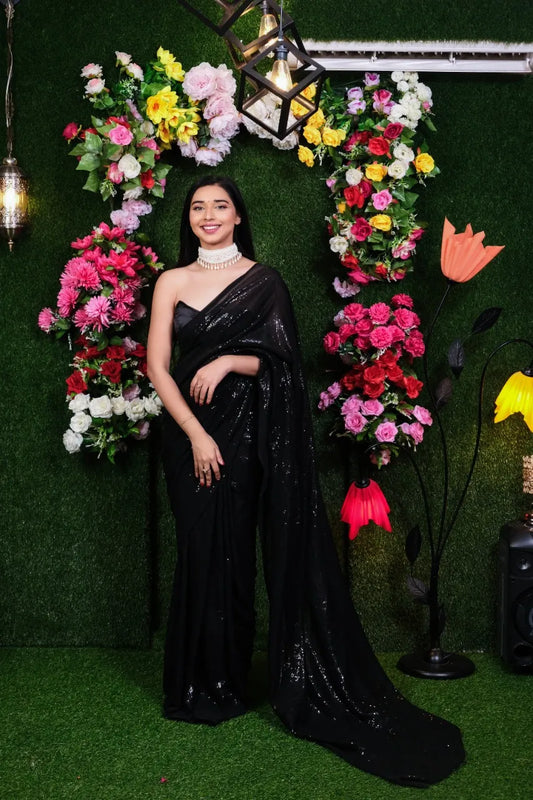 Black Filmfare Sequence Saree