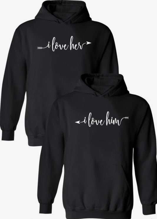 I Love him-her couples hoodie