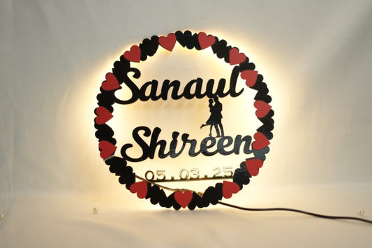 Personalised Couple Name Ring Lamp