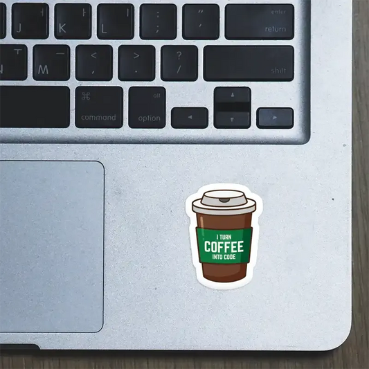 I turn coffee into code Laptop Sticker