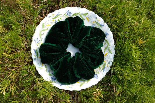 Green velvet scrunchie