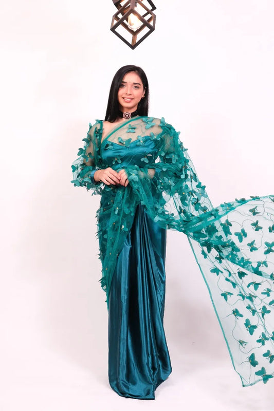 Emerald Butterfly Saree