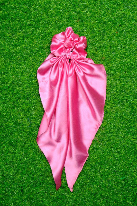 Pink Satin Tail Scrunchie