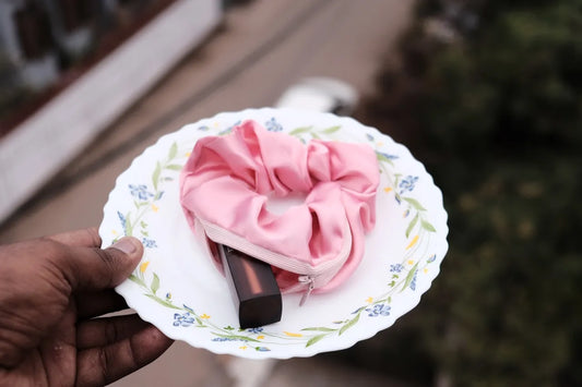 Pink Satin Wallet Scrunchies