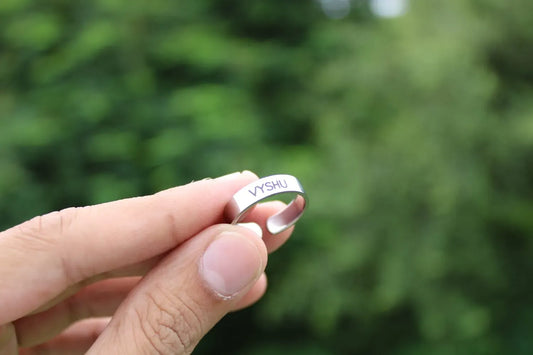 Personalized laser engraved ring