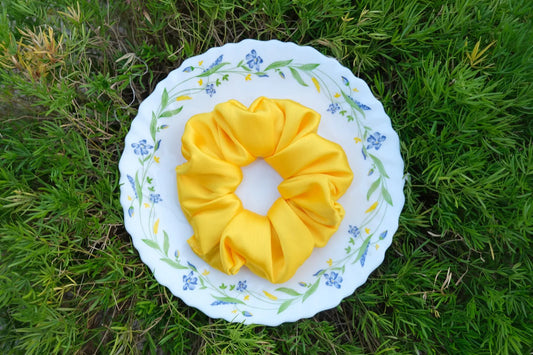 Lemon yellow Satin Scrunchie