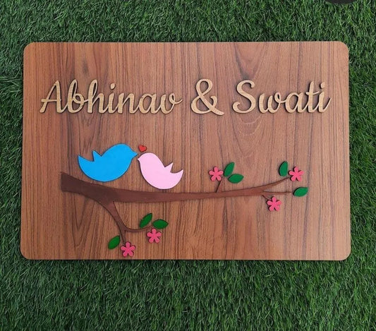 Couple Bird Name Plate