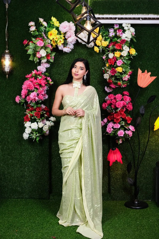 Green Filmfare Sequence Saree